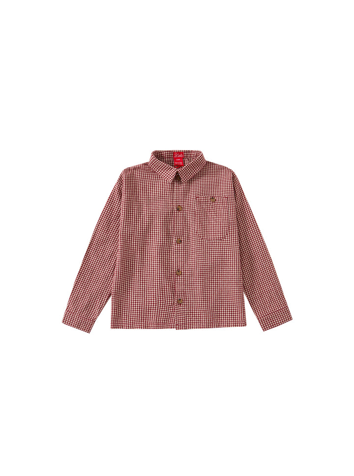 Cord & Check Shirt - Burgundy