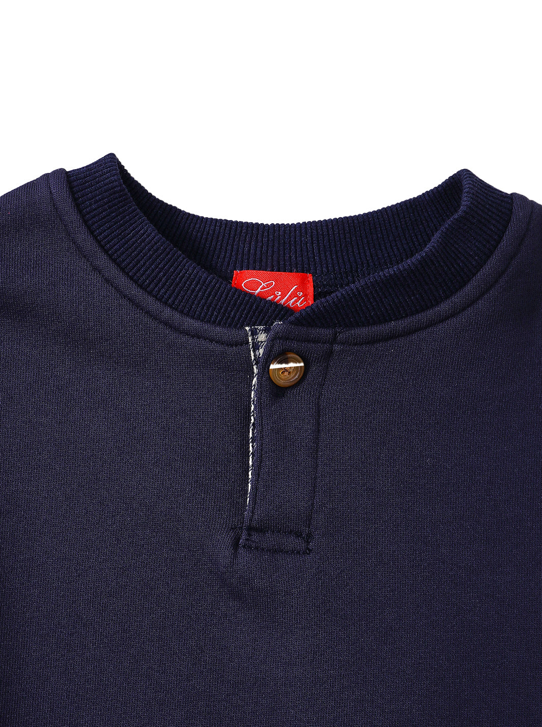 Cord & Check Top- Navy