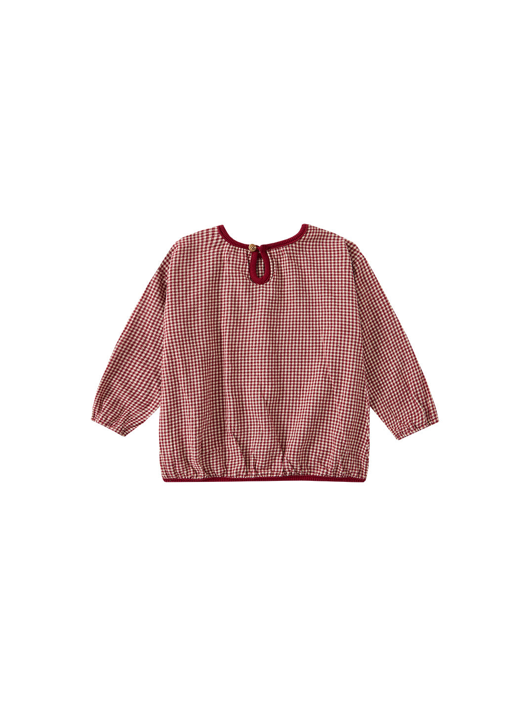 Cord & Check Heart Top- Burgundy