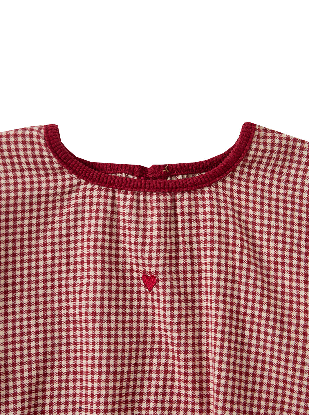 Cord & Check Heart Top- Burgundy