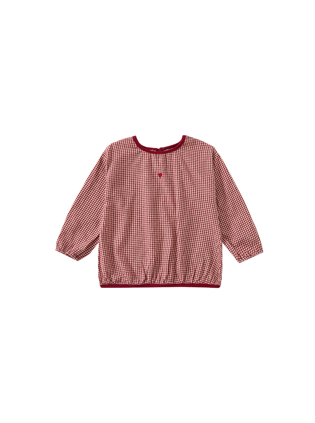 Cord & Check Heart Top- Burgundy