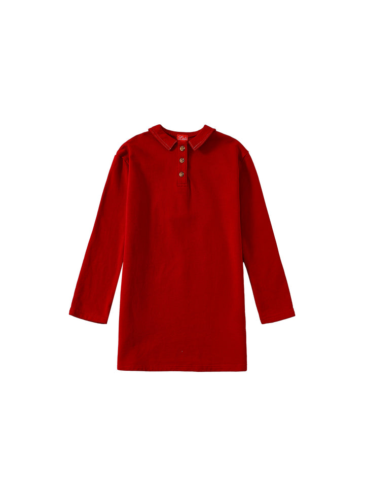 Coastal Crew Dress - Brown Red
