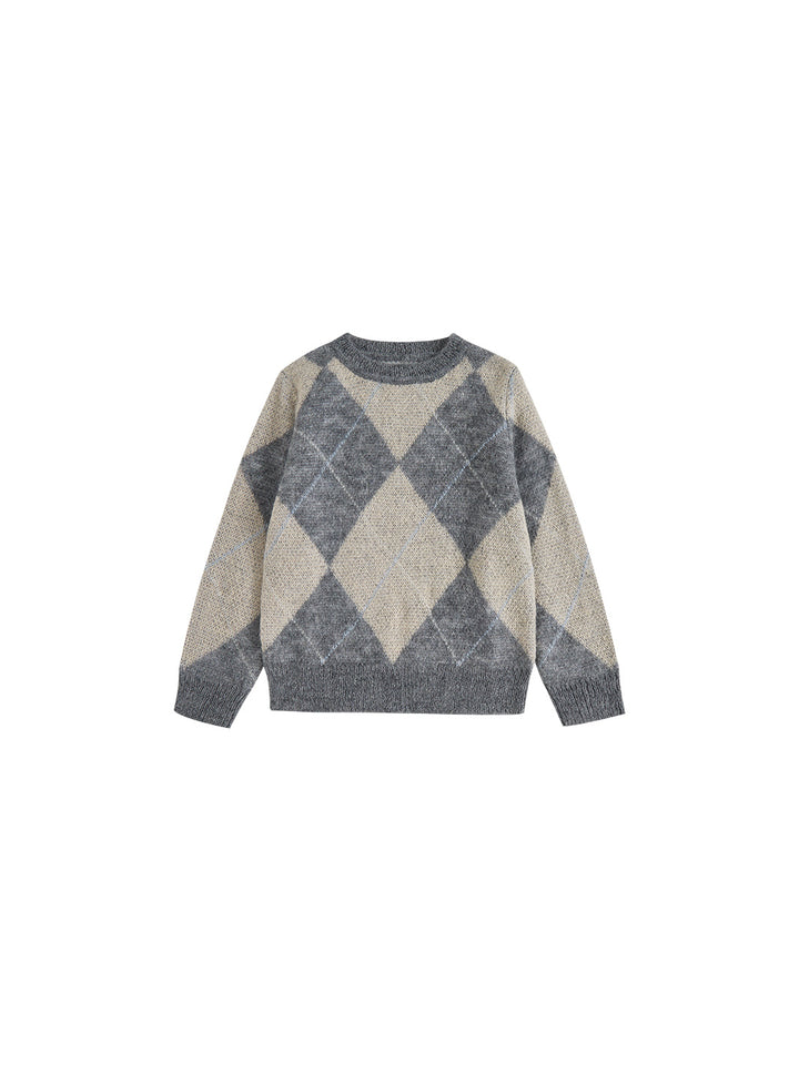 Mohair Argyle Sweater - Charcoal