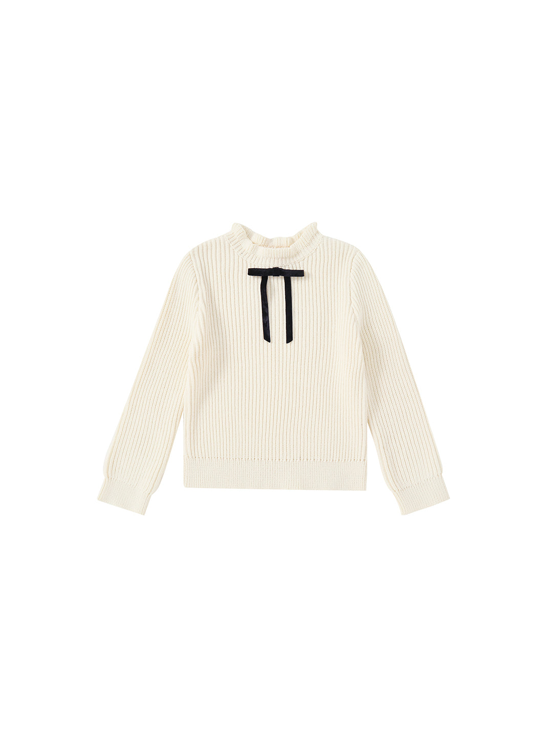 Detailed Neck Sweater - Almond White