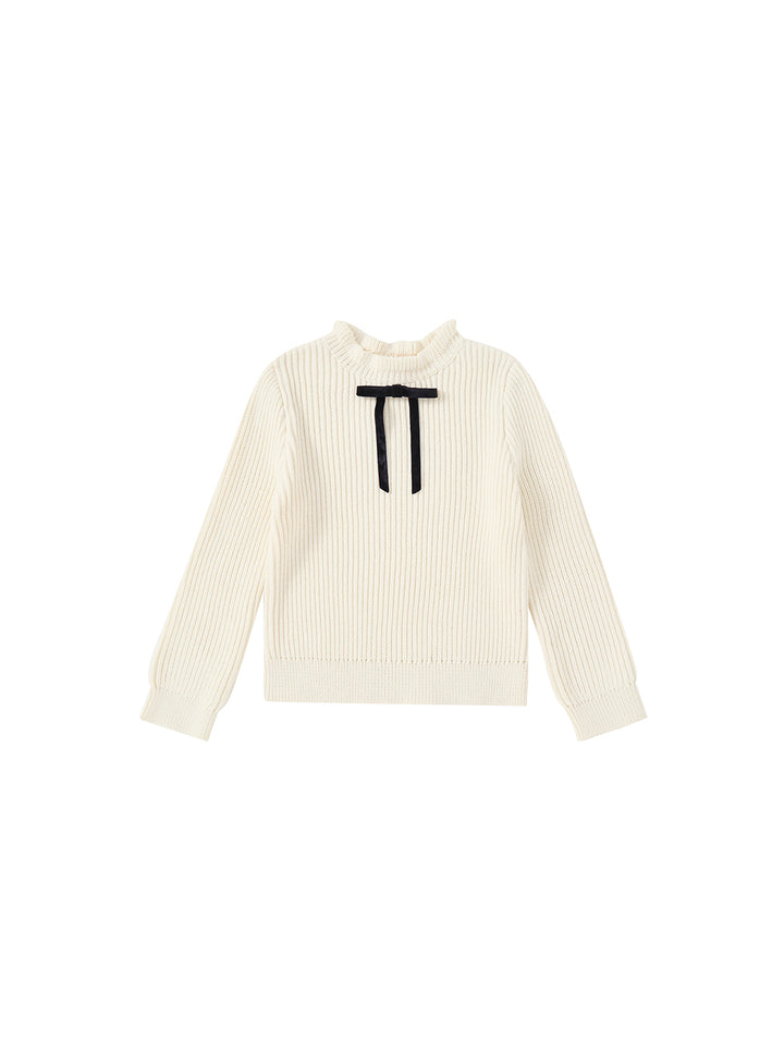 Detailed Neck Sweater - Almond White