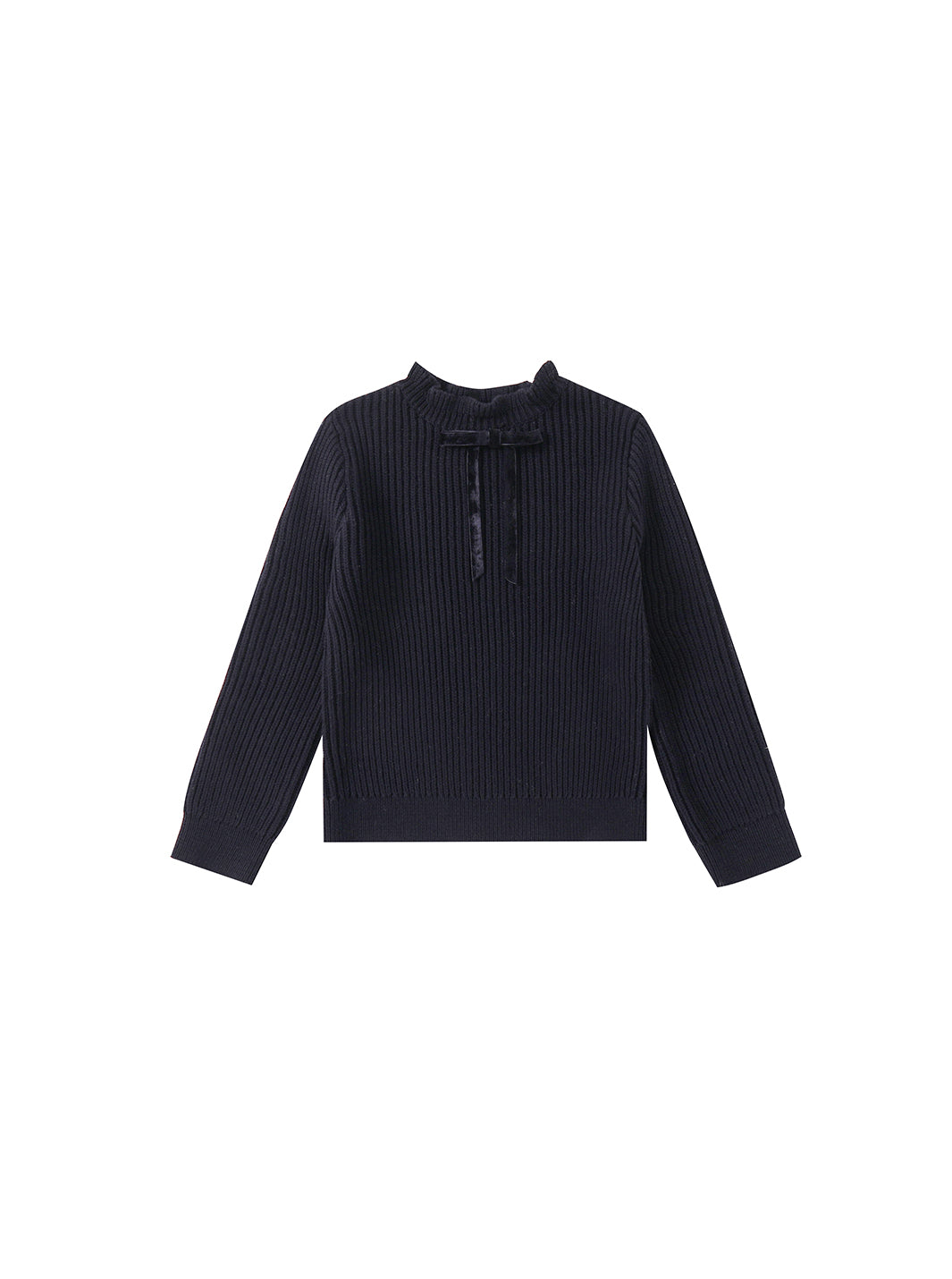Detailed Neck Sweater - Black