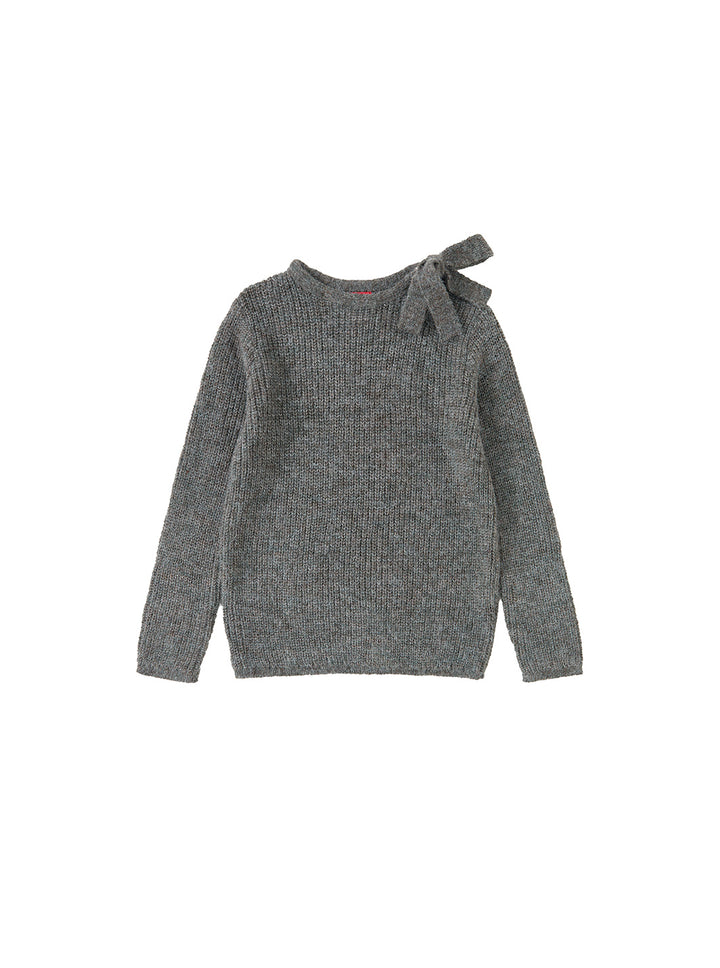 Knit Bow Sweater - Grey
