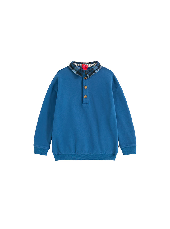 Twill Collar Polo - Navy/Blue