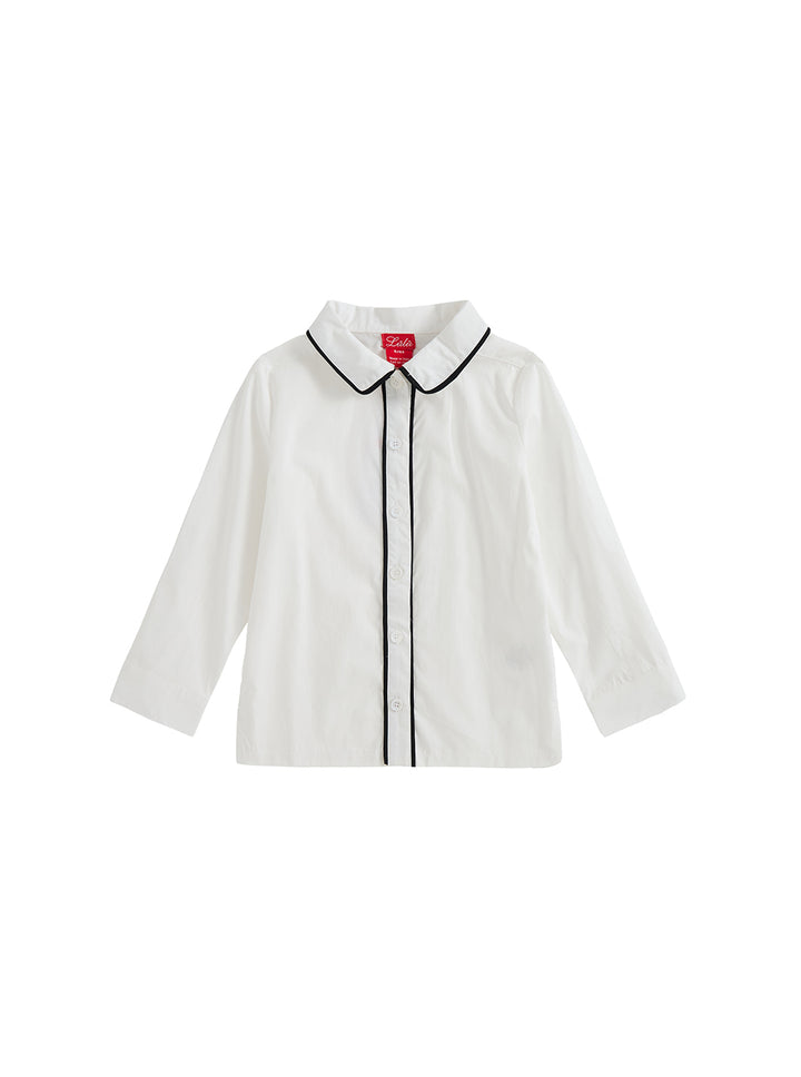 Collar Piping Shirt - White/Black