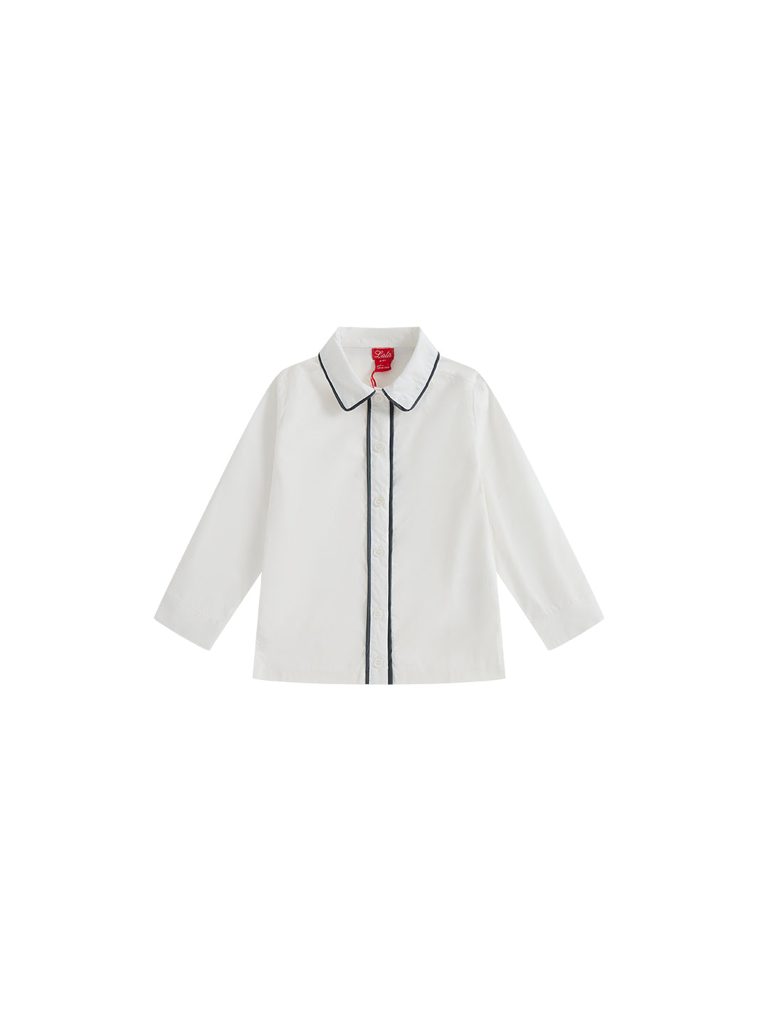 Collar Piping Shirt - White/Grey
