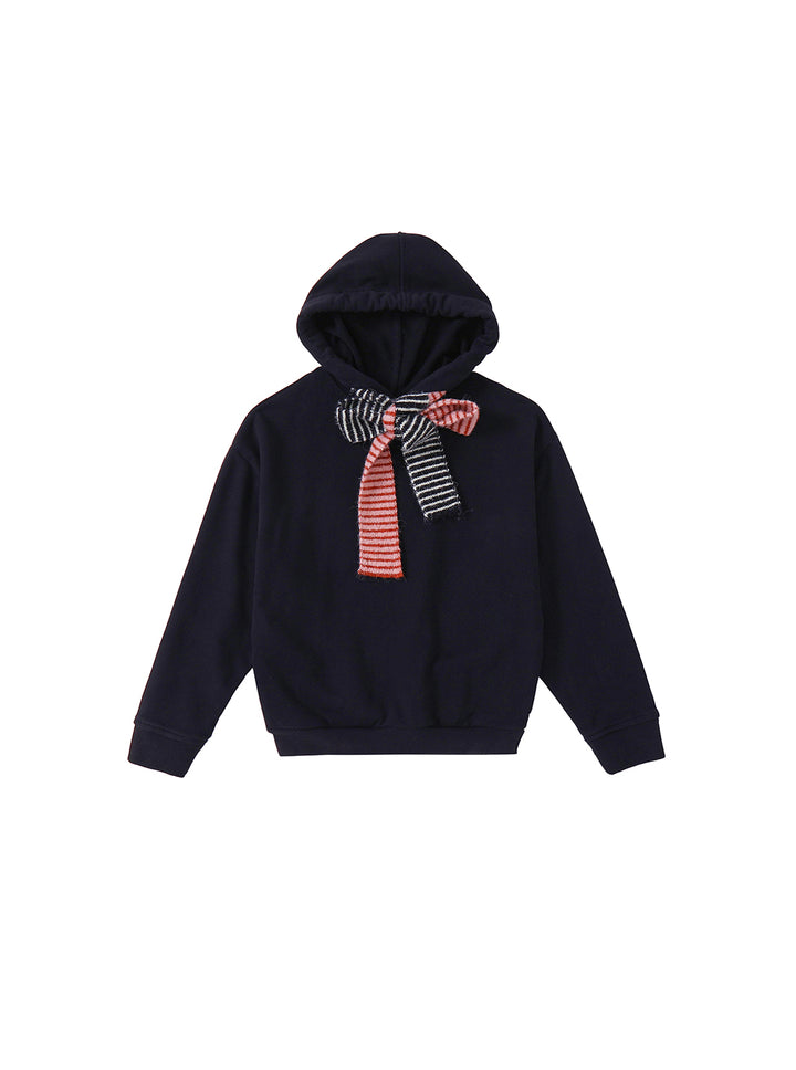 Classic Comfort Hooded Bow Top - Black