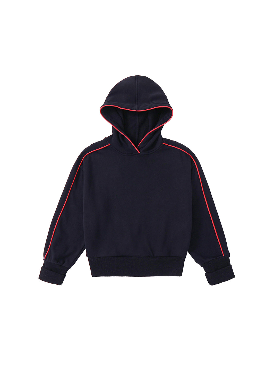 Classic Comfort Hooded Crop Top - Black