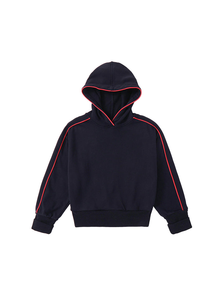 Classic Comfort Hooded Crop Top - Black