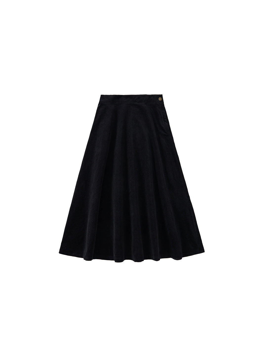 Corduroy Tea-length Skirt - Black