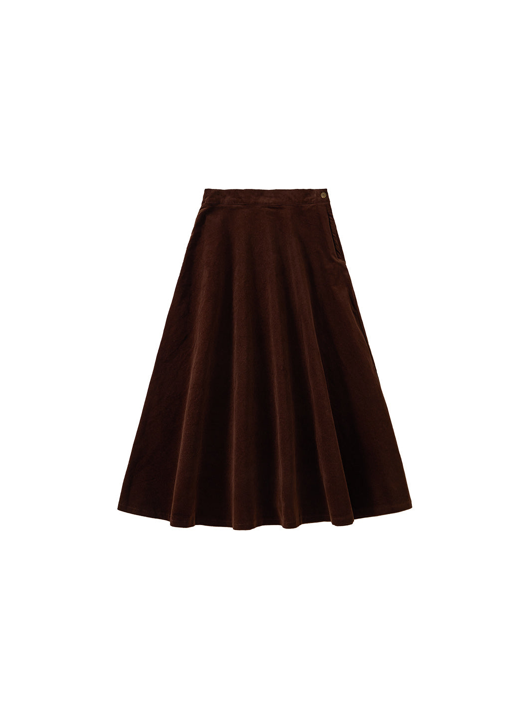 Corduroy Tea-length Skirt - Brown