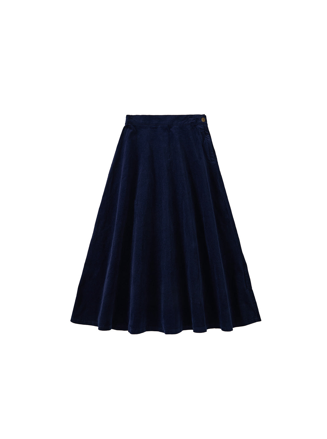 Corduroy Tea-length Skirt - Navy