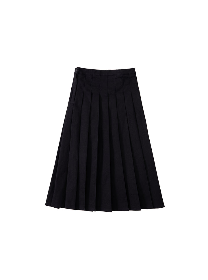 Denim Pleated Skirt