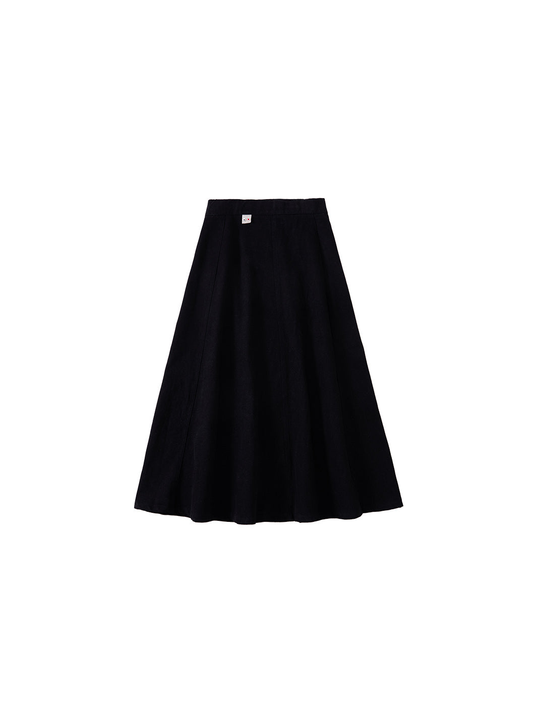 Twill Paneled Tea-length Skirt - Black