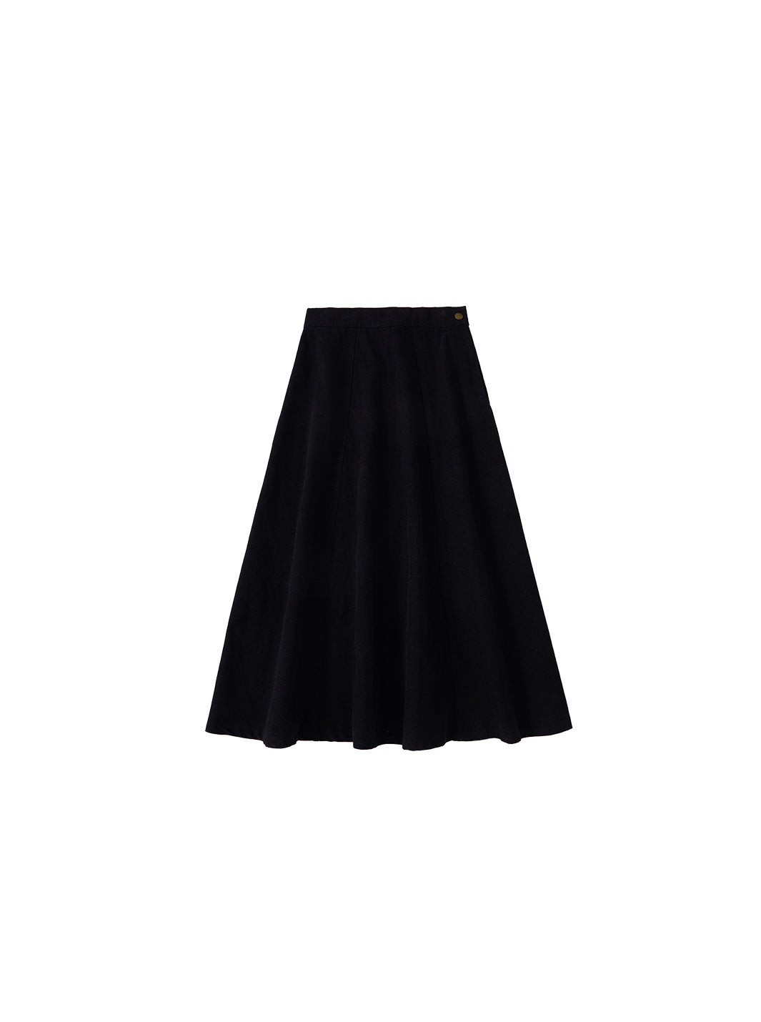 Twill Paneled Tea-length Skirt - Black