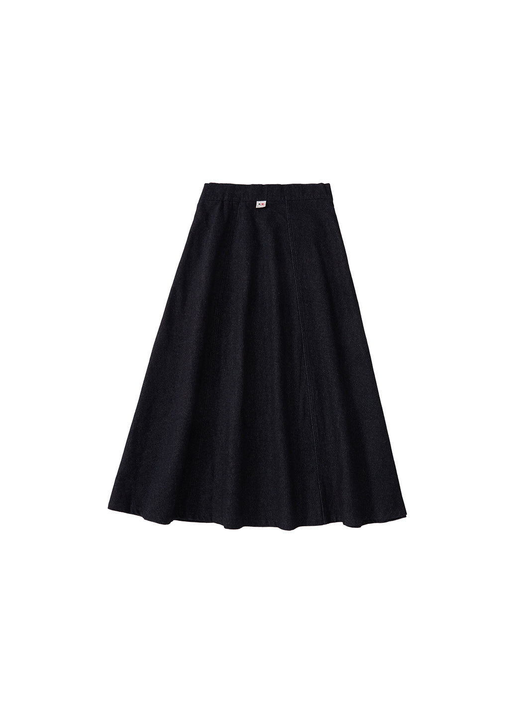 Twill Paneled Tea-length Skirt - Black Mix