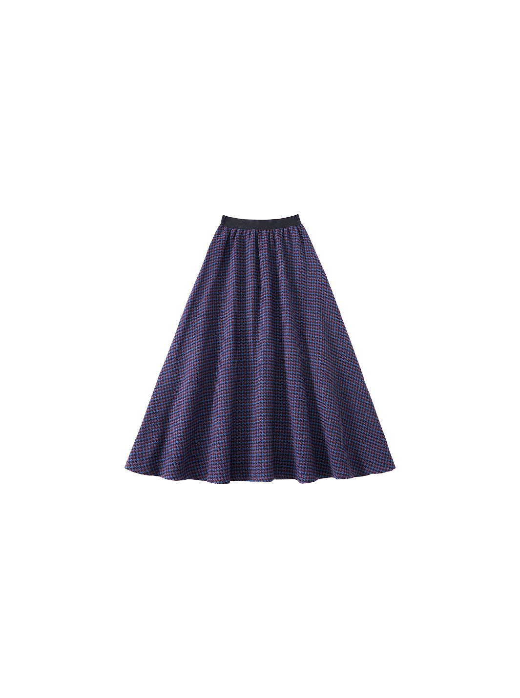 Tweed Tea-Length Skirt - Houndstooth