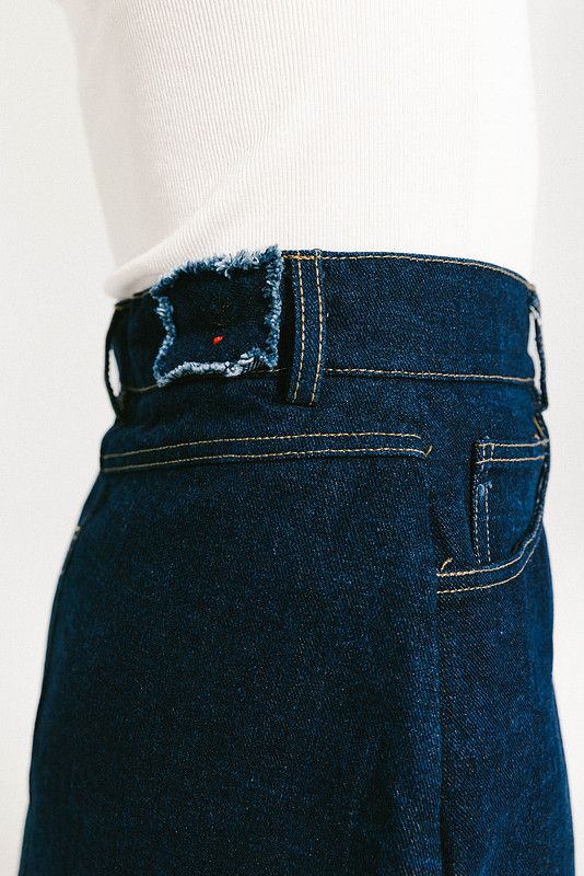 Denim Yoke Skirt - Navy