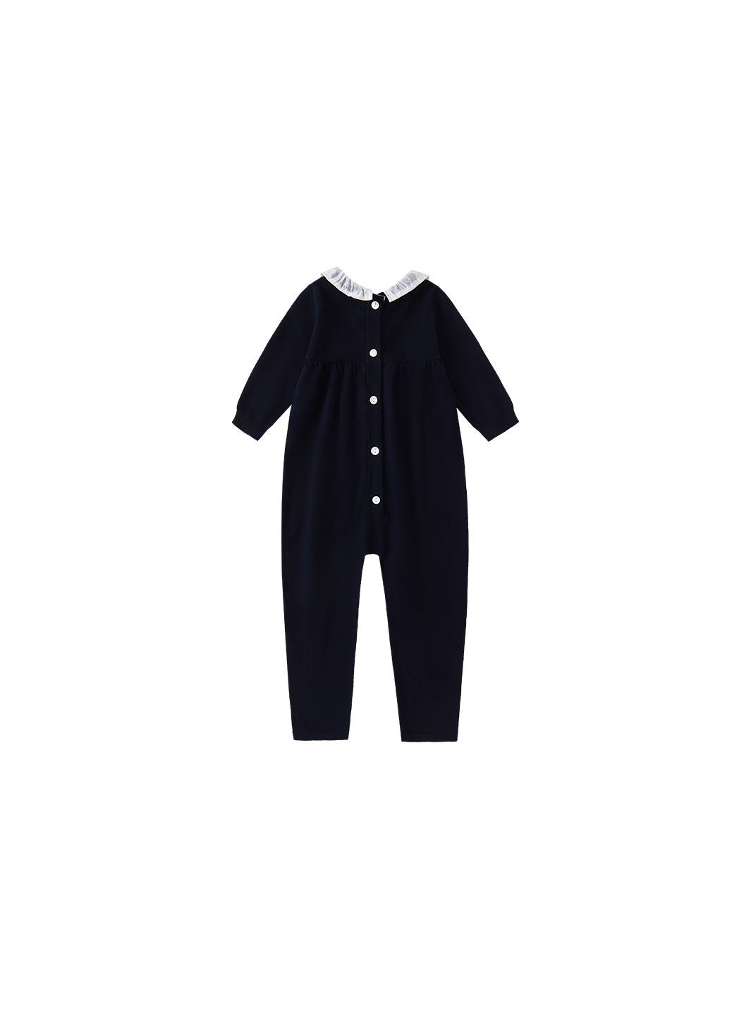 Baby Knit Ruffle Overall - Deep Navy
