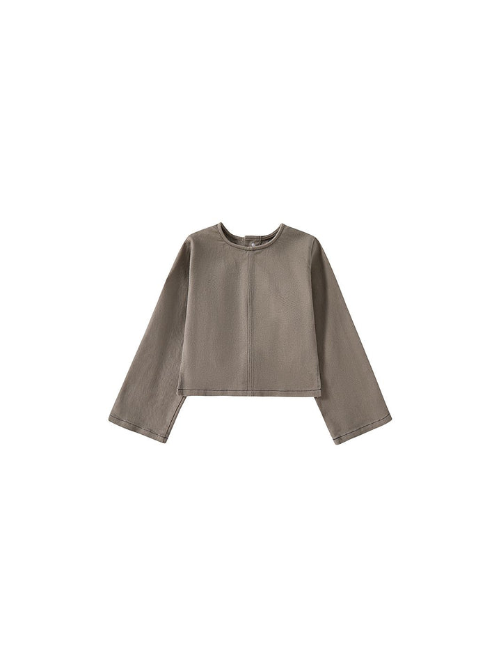 Embroidered Parade Crop Shirt - Grey