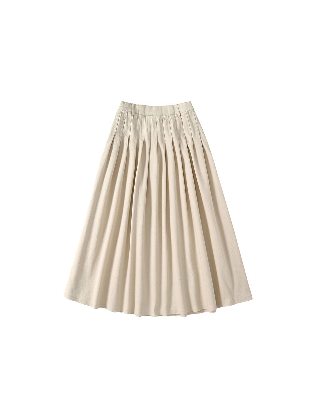 & Lu Twill Pleated Tea Length Skirt - Off White