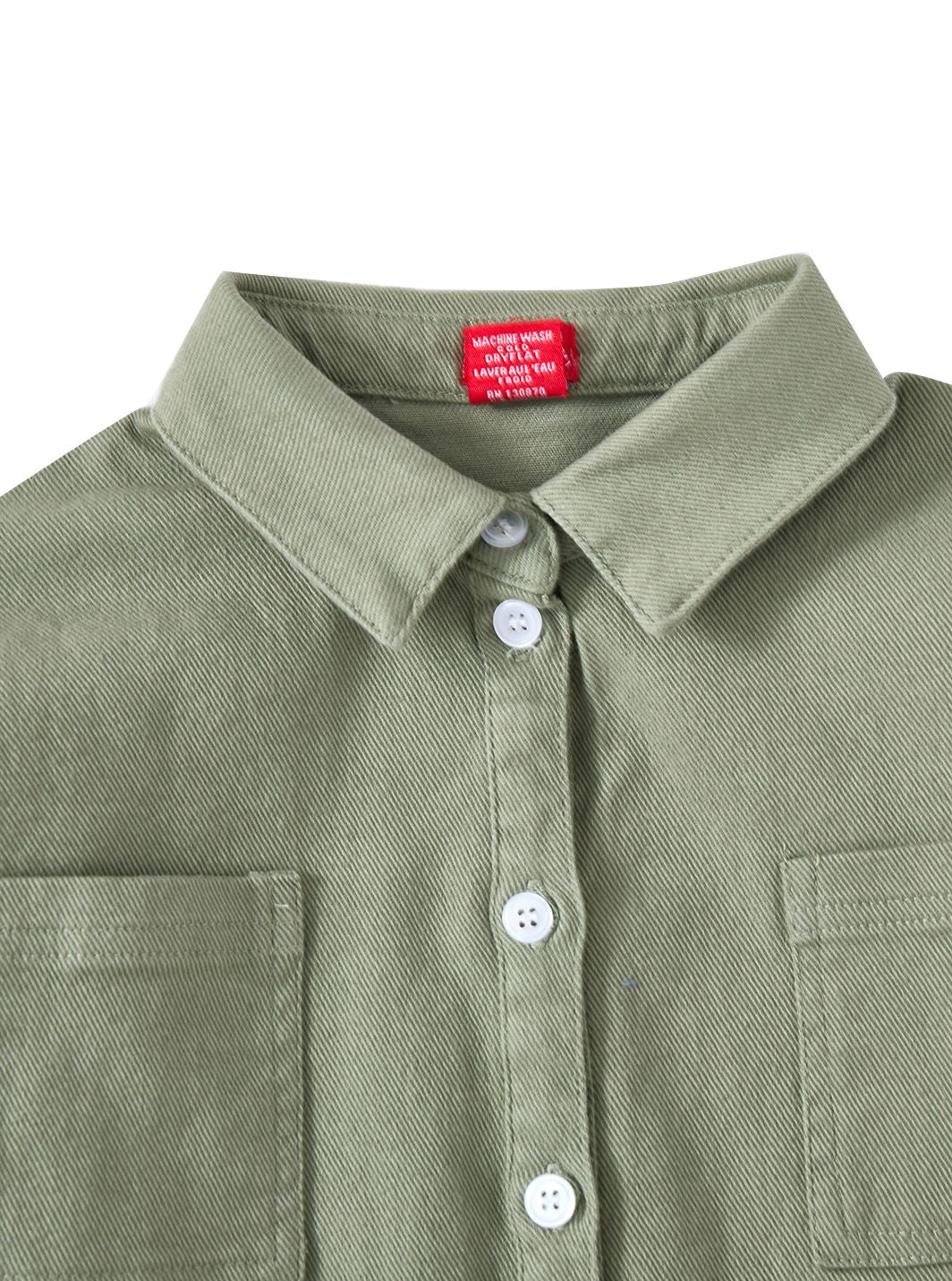 Twill Solid Shirt Style Dress - Pale Green