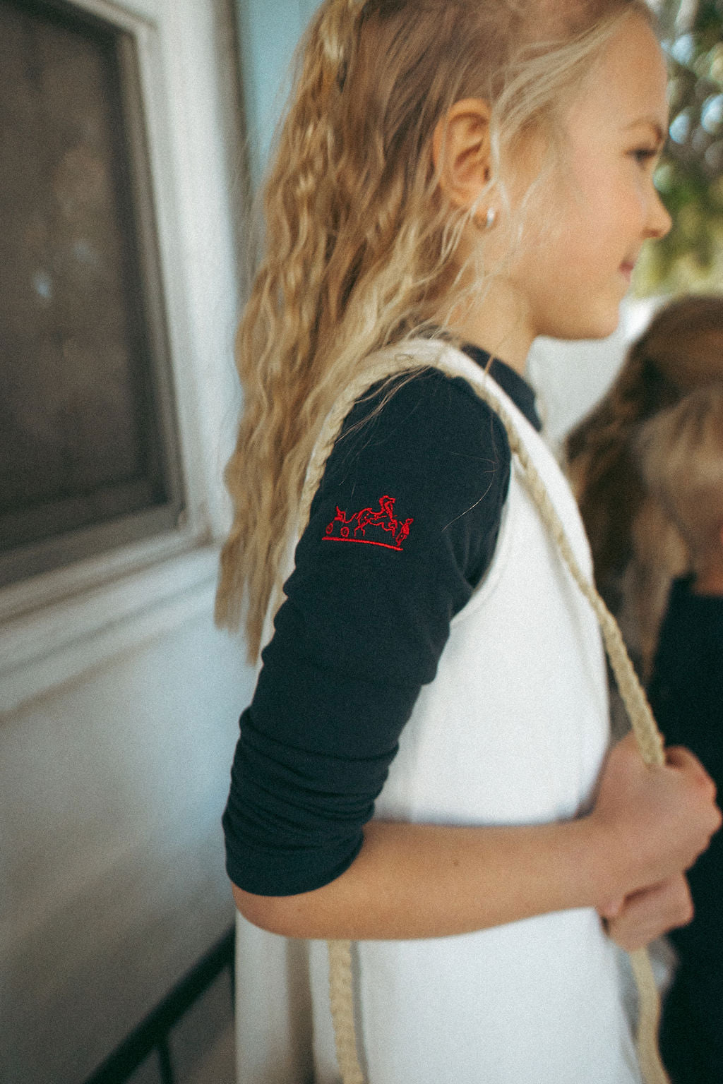 Embroidered Parade Long T-shirt - Navy