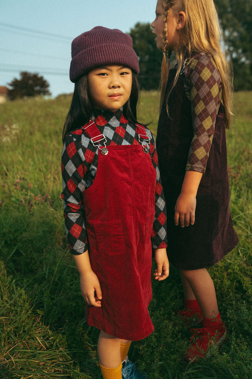 Argyle Story Jumper - Burgundy