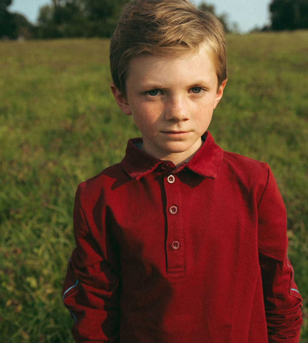 Argyle Story Patch Polo - Burgundy