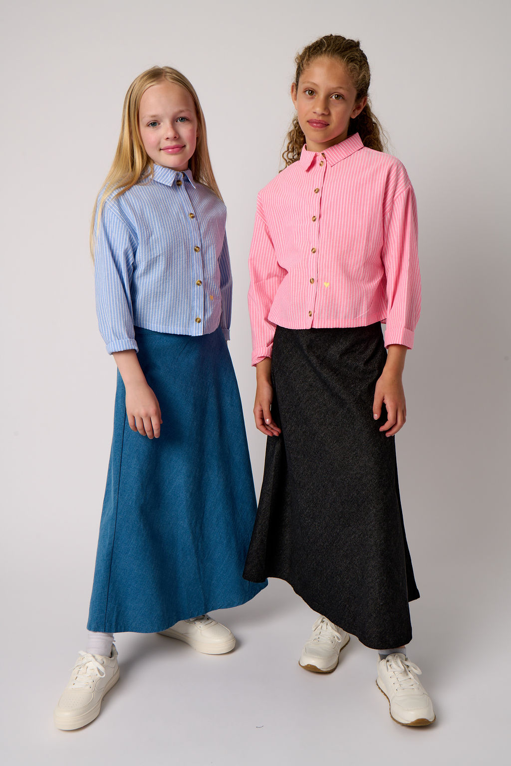 Embroidery Crop Length Shirt - Pink Stripe