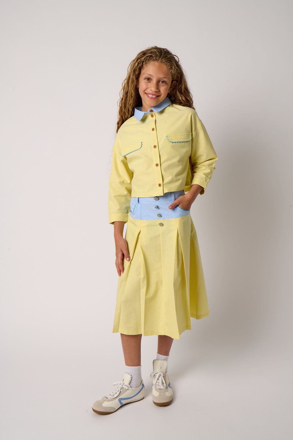 Rickrack Crop Shirt - Yellow