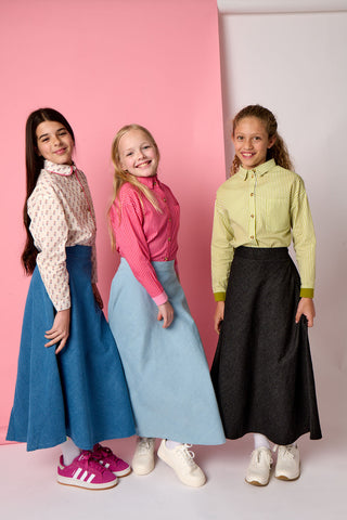 Denim Patch Classic Midi Skirt - Blue Denim