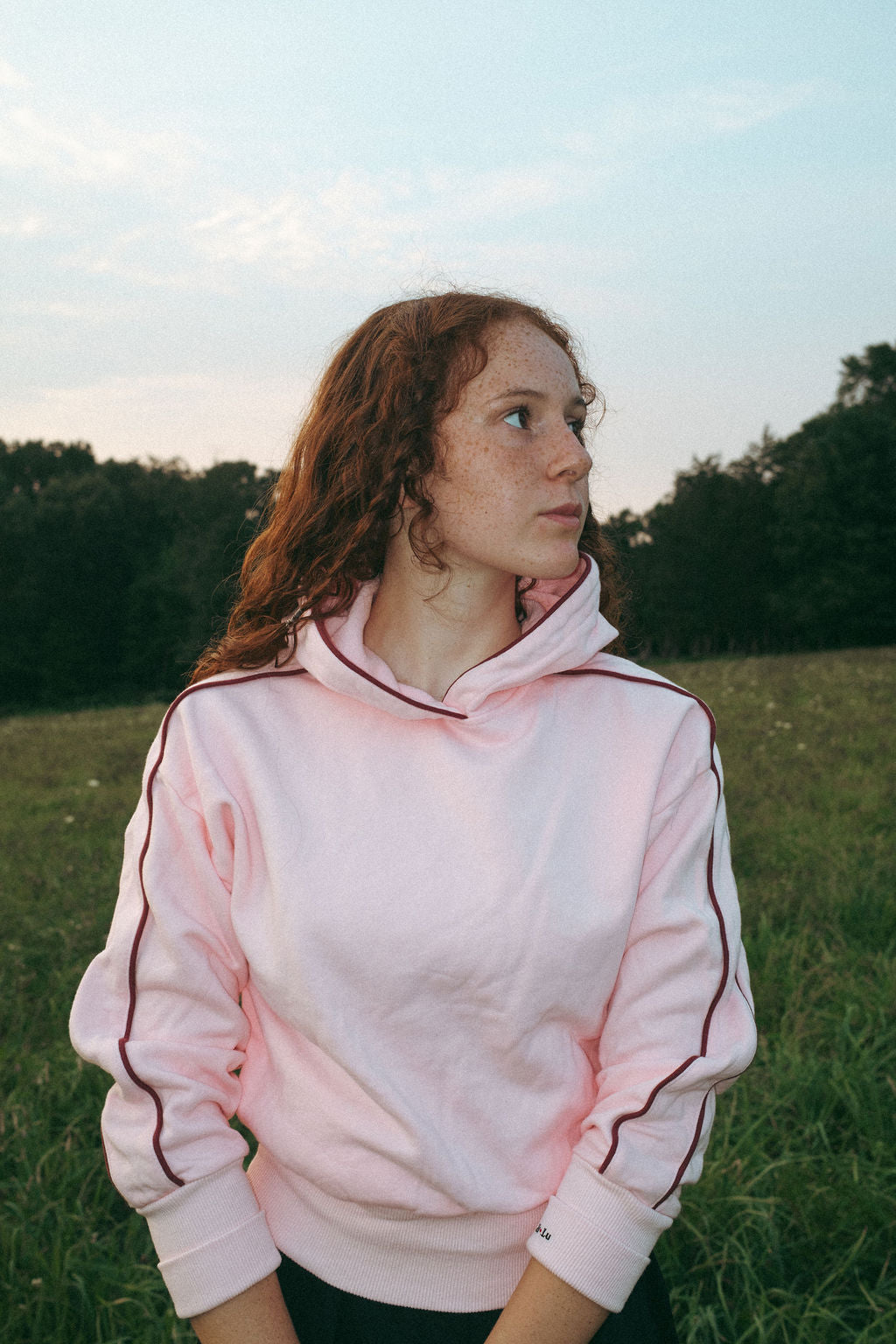 Classic Comfort Hooded Crop Top - Lt. Pink