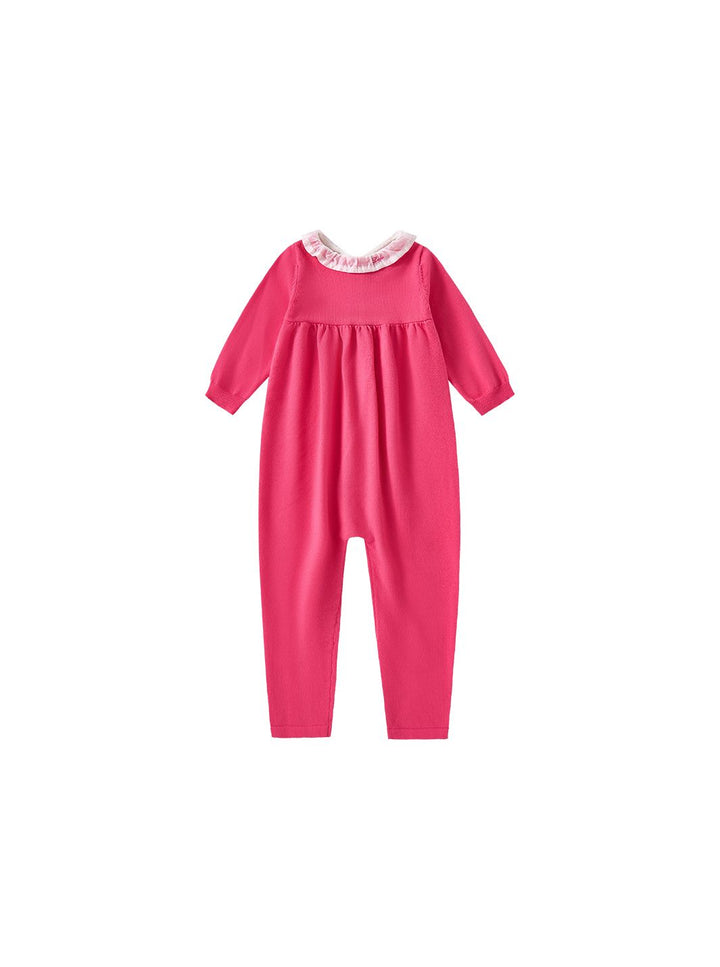 Signature Knit Ruffle Overall - Neon Hot Pink