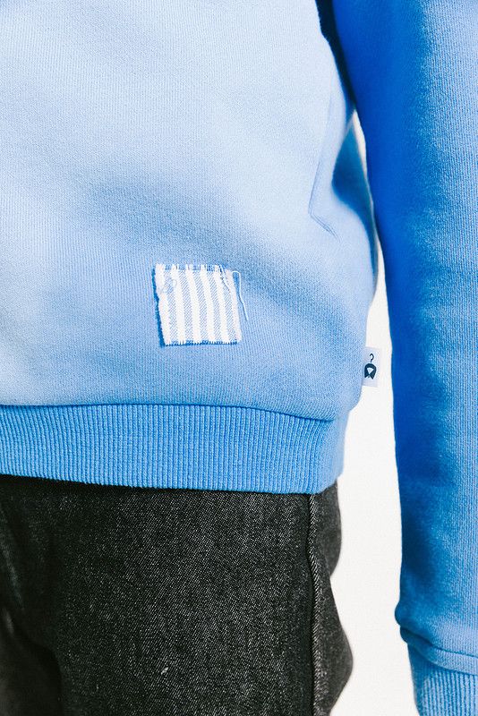 Striped Fabric Patch Polo - White /Blue
