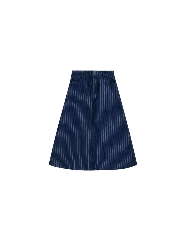Railroad Stripe  Tea-length Skirt