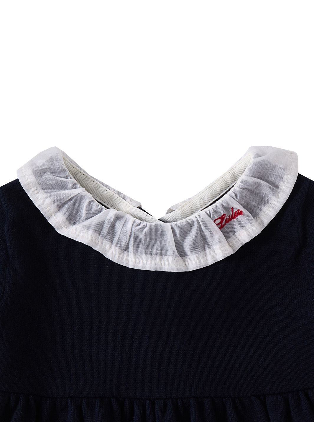 Baby Knit Ruffle Overall - Deep Navy