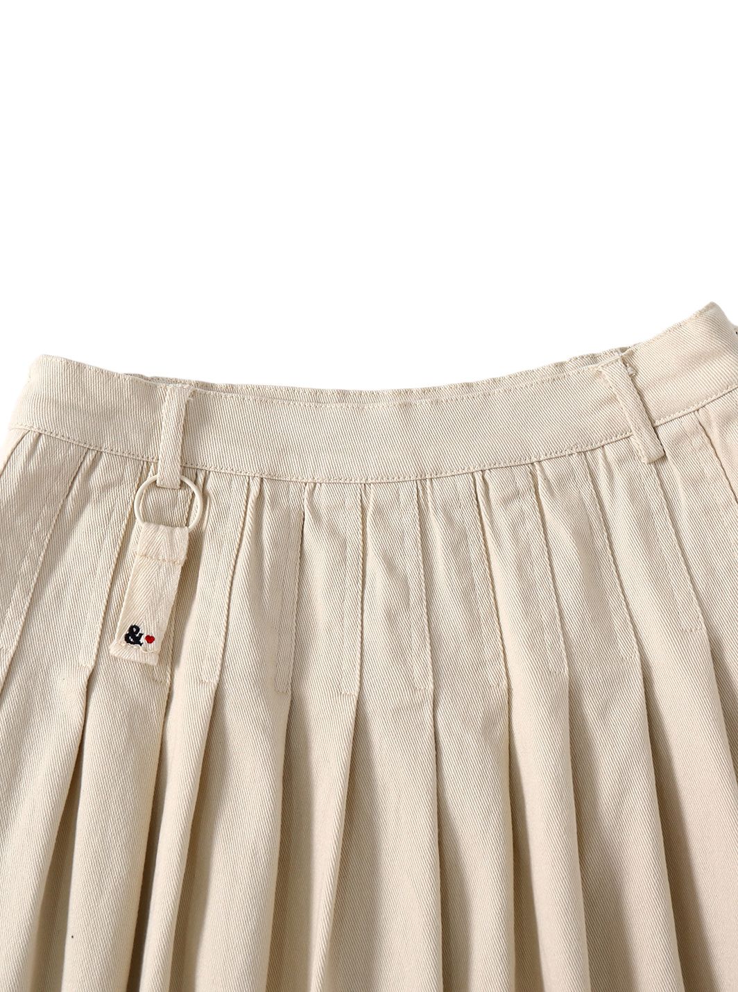 & Lu Twill Pleated Tea Length Skirt - Off White