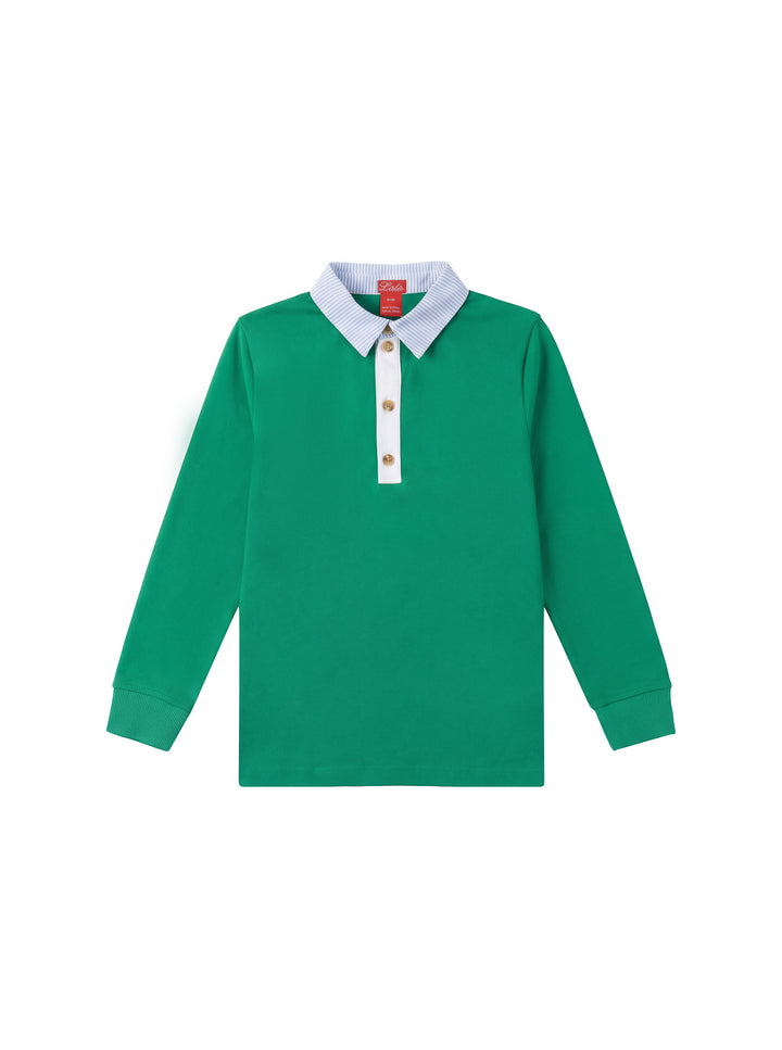 Striped Oxford Collar Polo - Green