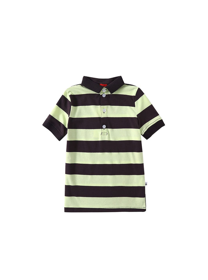 Striped Short Polo - Ash Grey