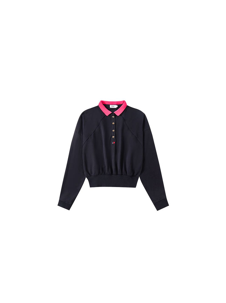 & Lu Crop Length Polo - Black