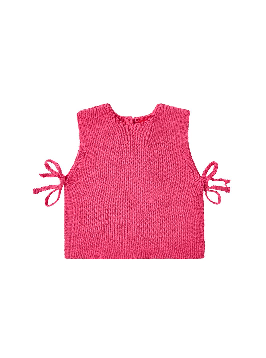 Knit Bow Vest - Neon Hot Pink
