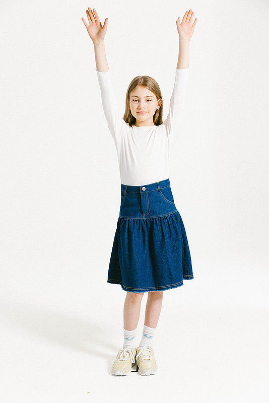 Denim Yoke Skirt - Navy