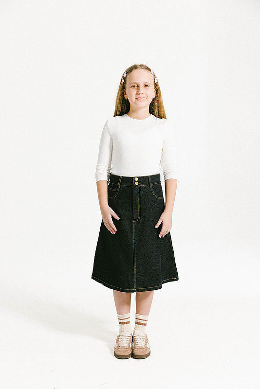 Denim Patch Skirt - Black Mix