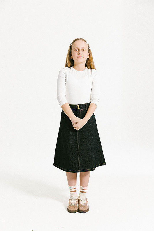Denim Patch Skirt - Black Mix
