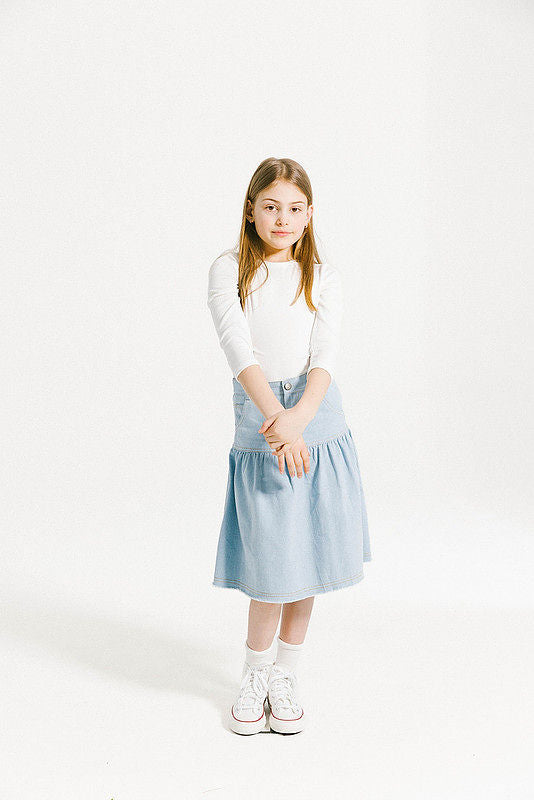 Denim Yoke Skirt - Pale Blue